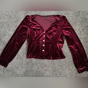 Red velvet long sleeve top